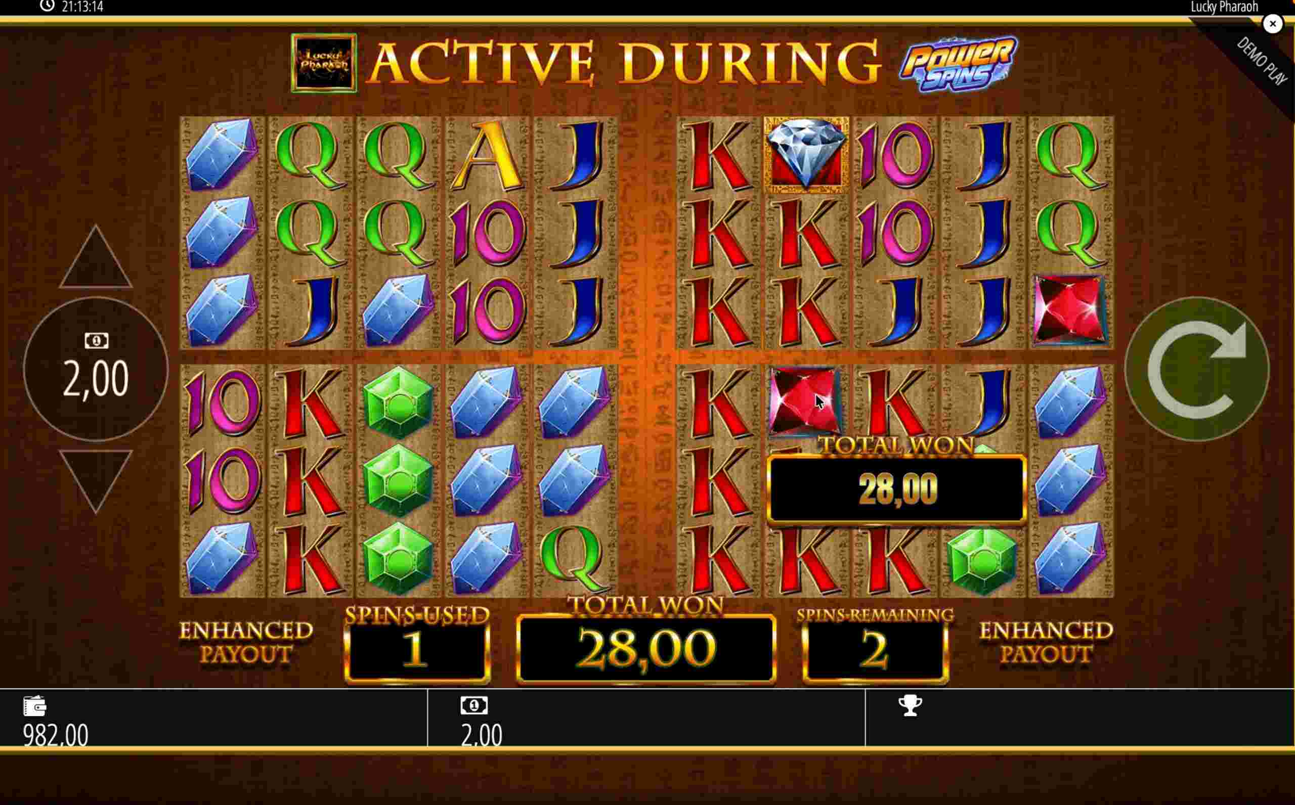 Lucky Pharaoh zweiter Power Spin, Sticky-Symbole, +2 Spins hinzugefügt Lucky Pharaoh zweiter Power Spin, Sticky-Symbole, +2 Spins hinzugefügt