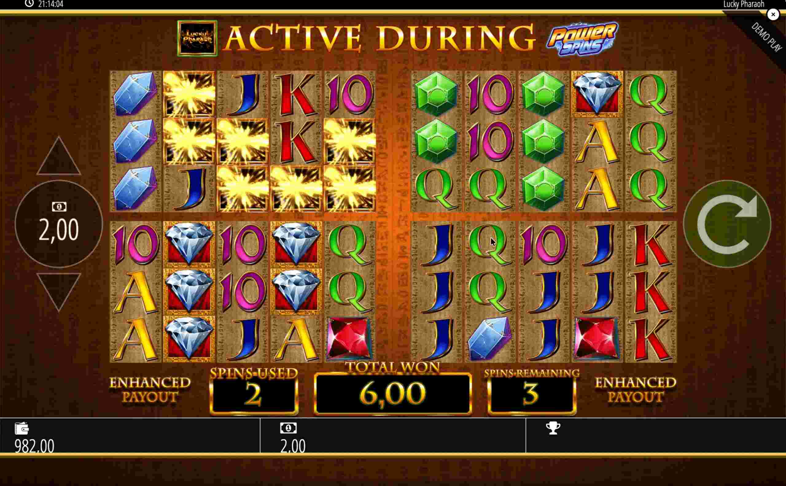 Lucky Pharaoh erster Power Spin mit 6 € Gewinn, goldene Explosionen auf den Walzen Lucky Pharaoh erster Power Spin mit 6 € Gewinn, goldene Explosionen auf den Walzen