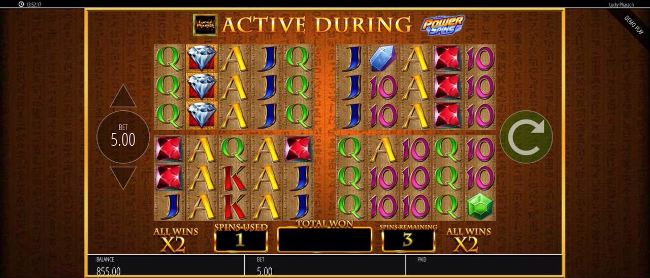 Lucky Pharaoh erster Power Spin ohne Gewinn