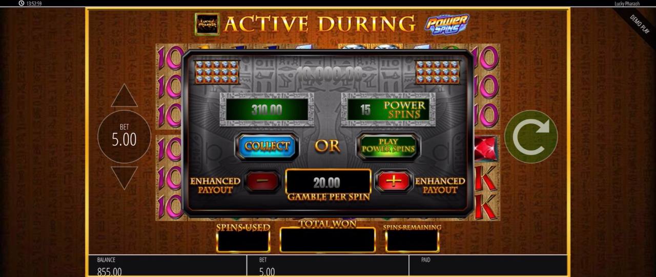 Lucky Pharaoh Power Spins 310 Euro Gewinn Collect